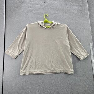 Bryn Walker Women Hoodie L Brown Lagenlook 3/4 Sleeve